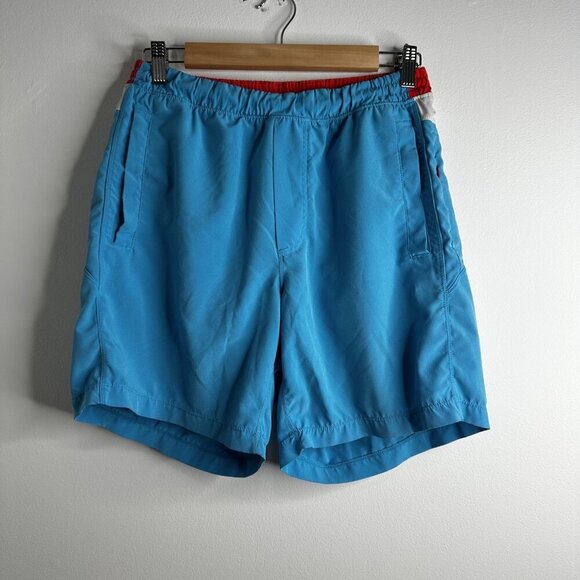 Birddogs Shorts Mens Medium Blue Red Performance Pockets Zipper Athletic Gym - Picture 1 of 13